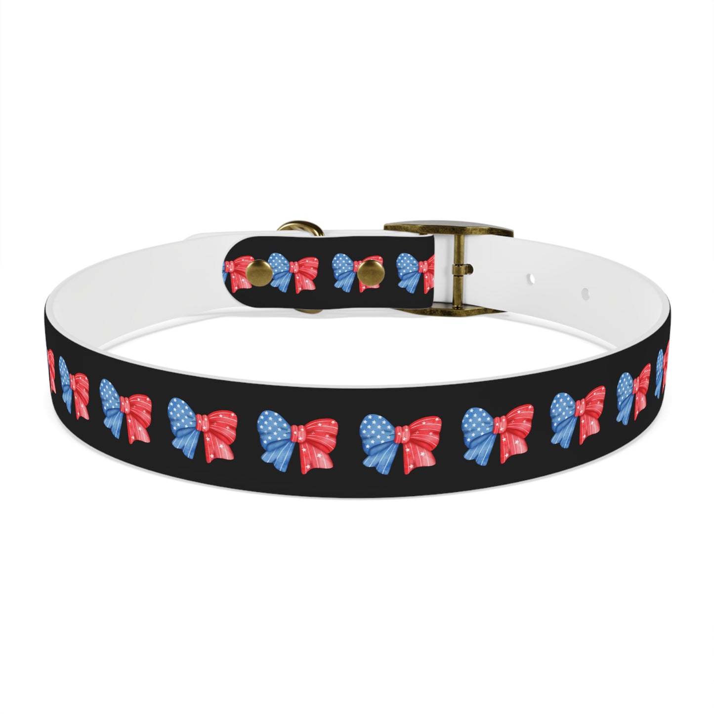 Patriotic Dog Collar with Red and Blue Bows - Perfect for Celebrations!