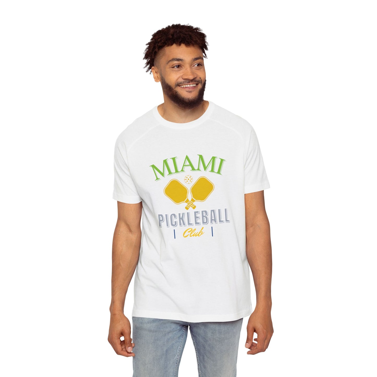 Miami Pickleball Club Men's Raglan T-Shirt - Casual, Sporty Tee for Pickleball Fans - DiRoMi