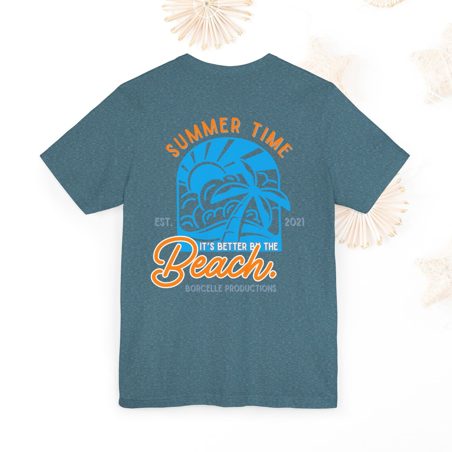 Beach Vibes Unisex Tee, Summer Vacation T-Shirt, Ocean Lover Shirt, Coastal Graphic Top, Beach Bum Apparel, back and front shirt