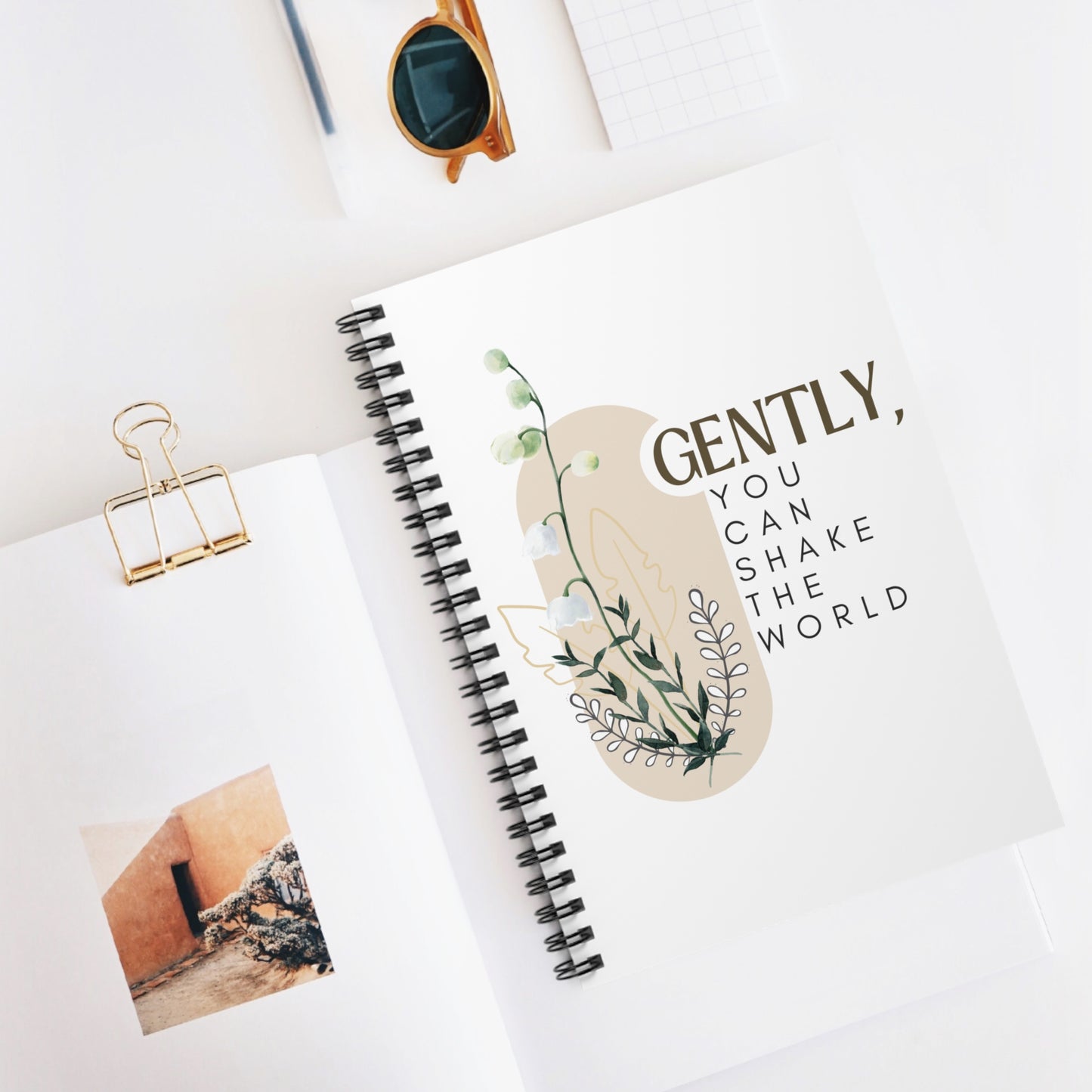 Inspirational Spiral Notebook - "Gently, You Can Shake the World" - DiRoMi