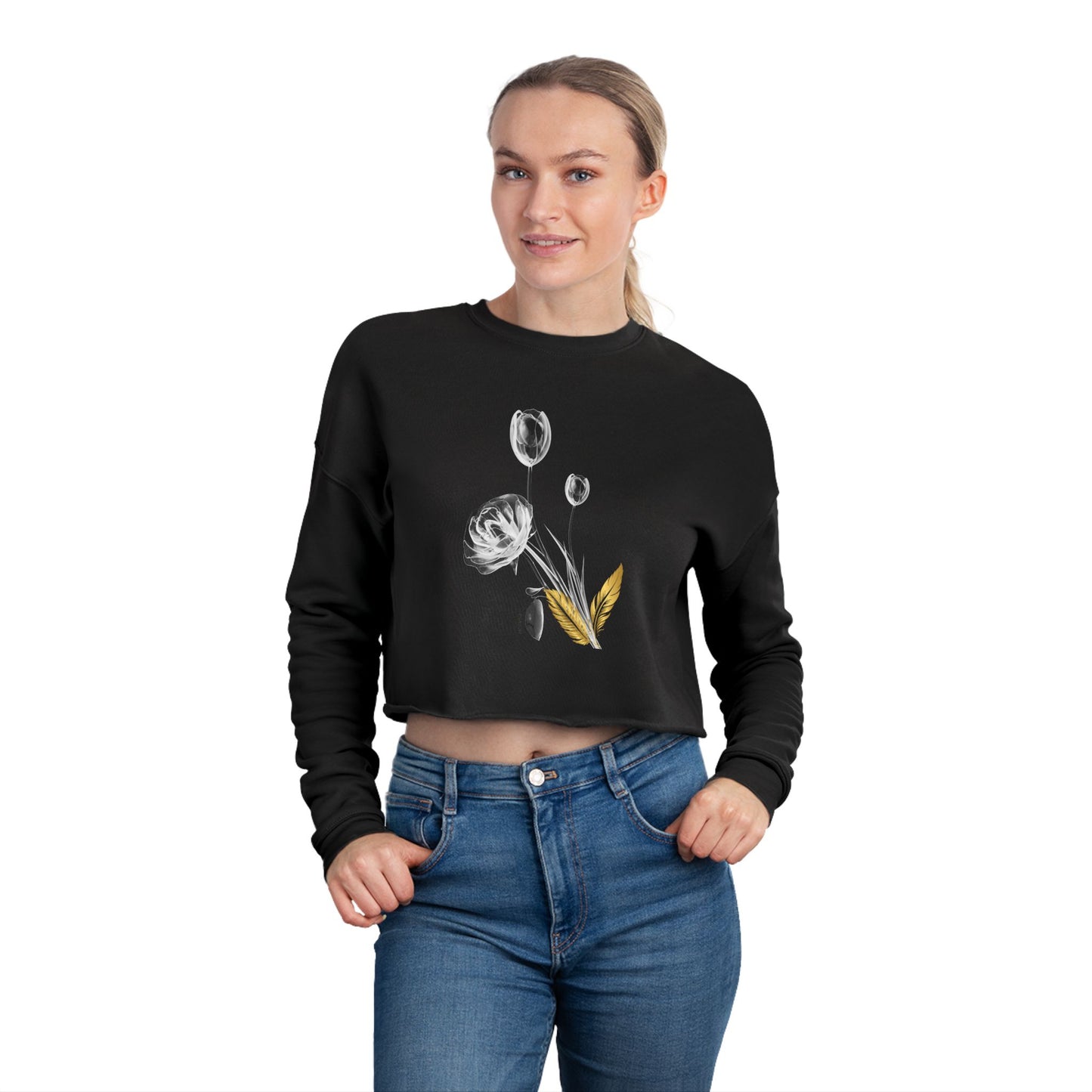 Floral Women's Cropped Sweatshirt - Trendy Spring Fashion - DiRoMi
