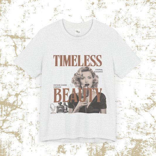 Timeless Beauty Graphic Tee - Vintage Elegance Jersey Short Sleeve Shirt - DiRoMi