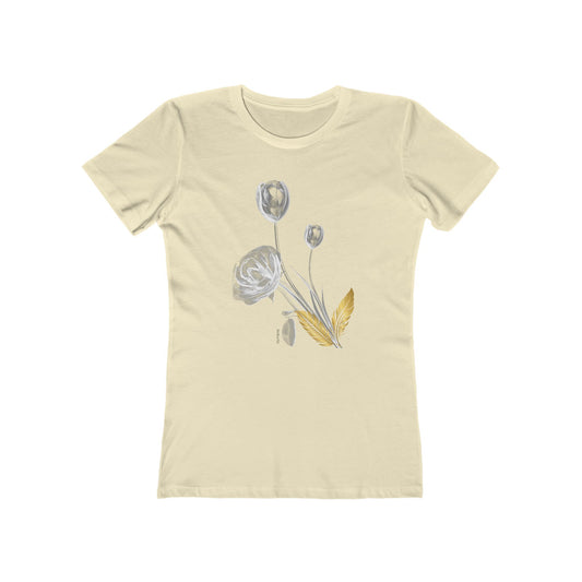 Metallic Floral Tee for Women – Chic Floral Shirt for Everyday Comfort - DiRoMi
