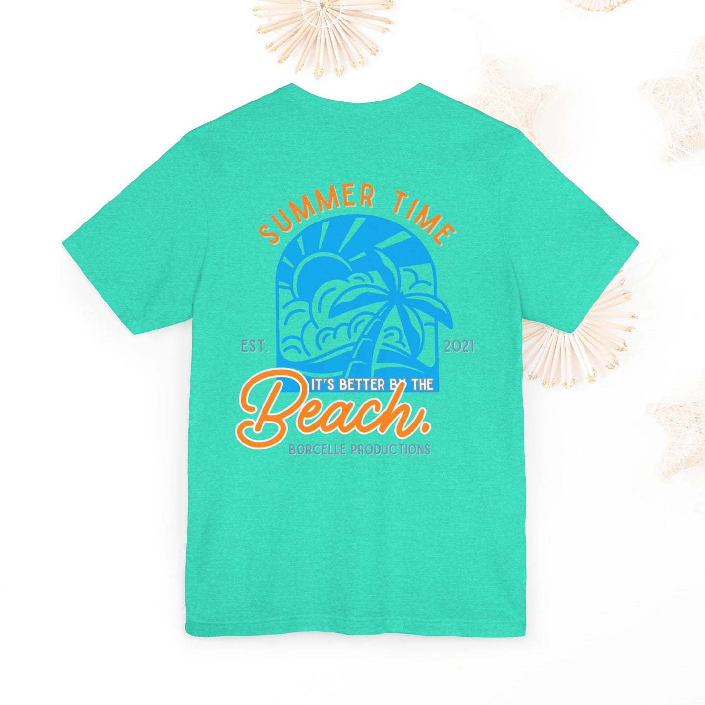 Beach Vibes Unisex Tee, Summer Vacation T-Shirt, Ocean Lover Shirt, Coastal Graphic Top, Beach Bum Apparel, back and front shirt