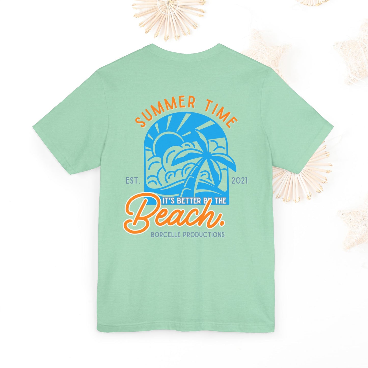Beach Vibes Unisex Tee, Summer Vacation T-Shirt, Ocean Lover Shirt, Coastal Graphic Top, Beach Bum Apparel, back and front shirt