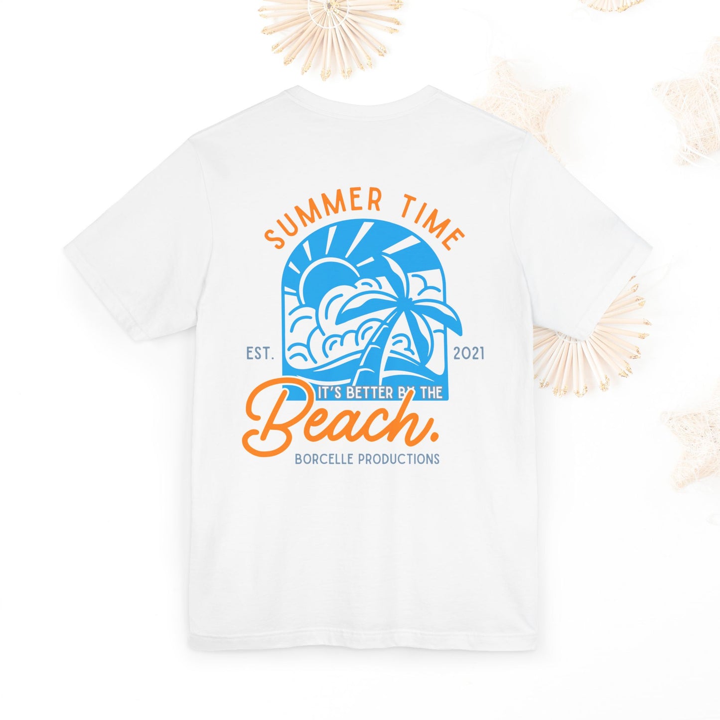 Beach Vibes Unisex Tee, Summer Vacation T-Shirt, Ocean Lover Shirt, Coastal Graphic Top, Beach Bum Apparel, back and front shirt