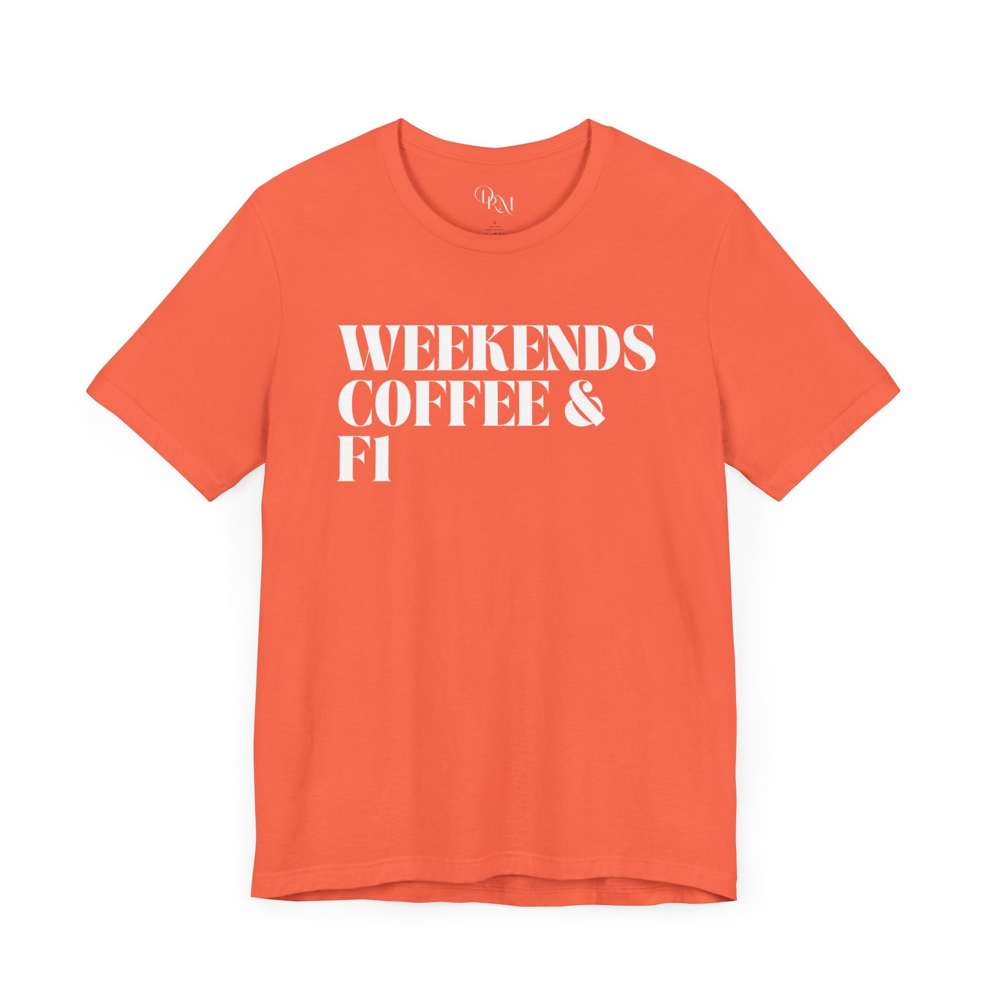 Formula 1 Weekend Vibes Coffee Tee - Unisex Short Sleeve Shirt, Casual Wear, Gift for Coffee Lovers, Fun Tee for Relaxation, formula 1 fans