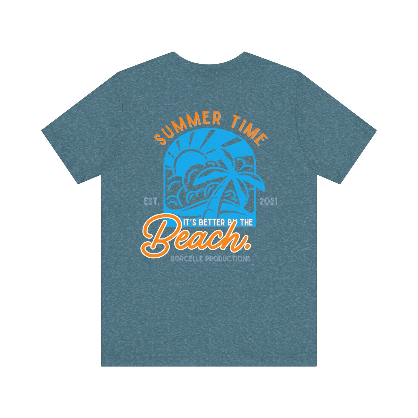 Beach Vibes Unisex Tee, Summer Vacation T-Shirt, Ocean Lover Shirt, Coastal Graphic Top, Beach Bum Apparel, back and front shirt