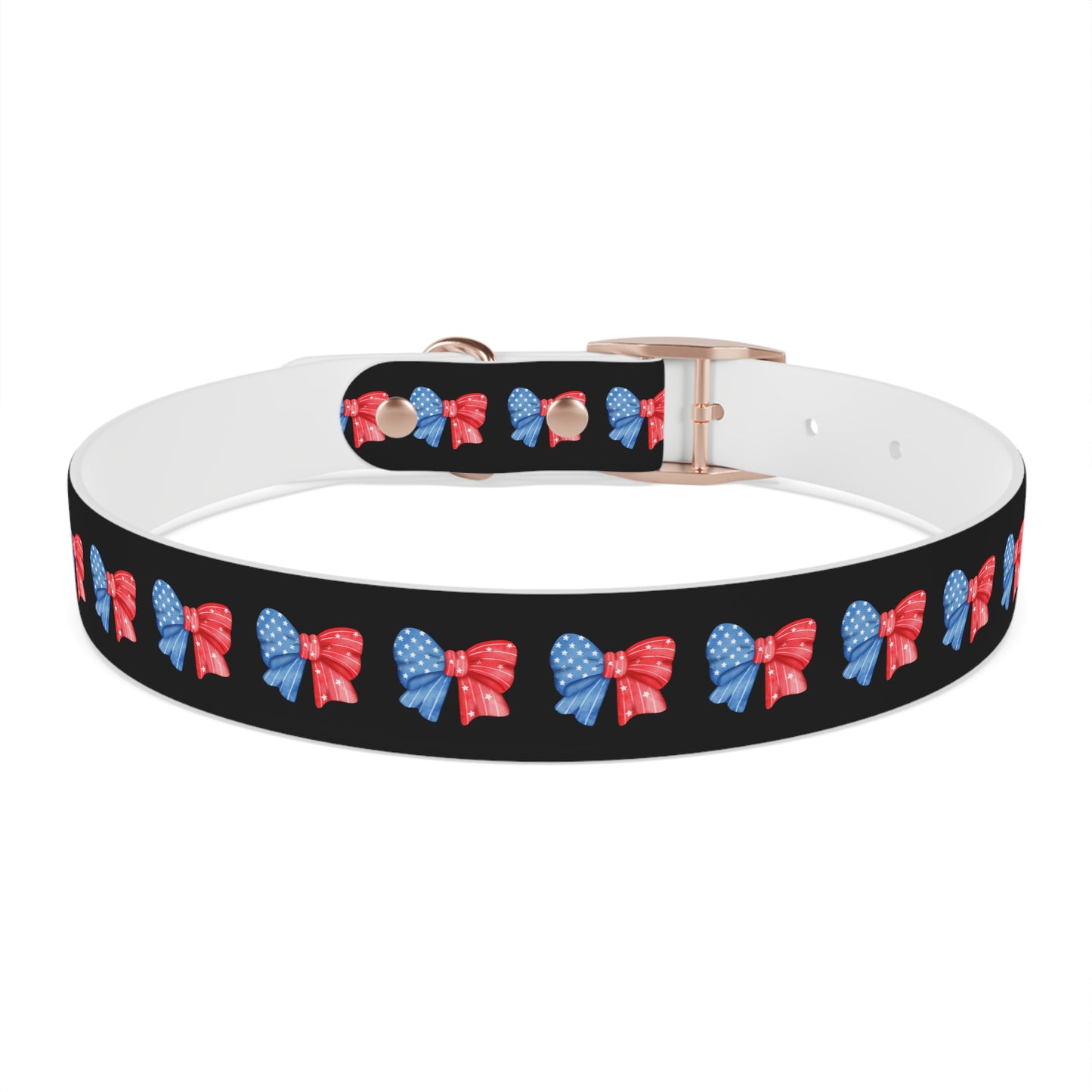 Patriotic Dog Collar with Red and Blue Bows - Perfect for Celebrations!