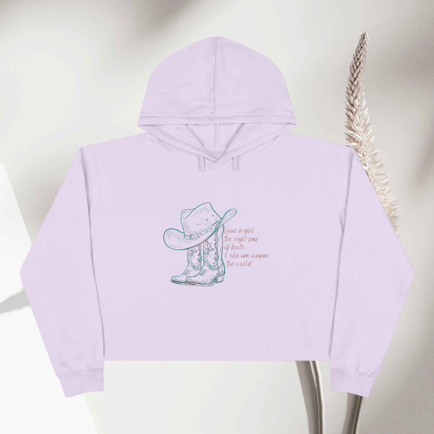 Cowgirl Spirit Crop Hoodie - Western Inspired Hoodie with Inspirational Quote - DiRoMi