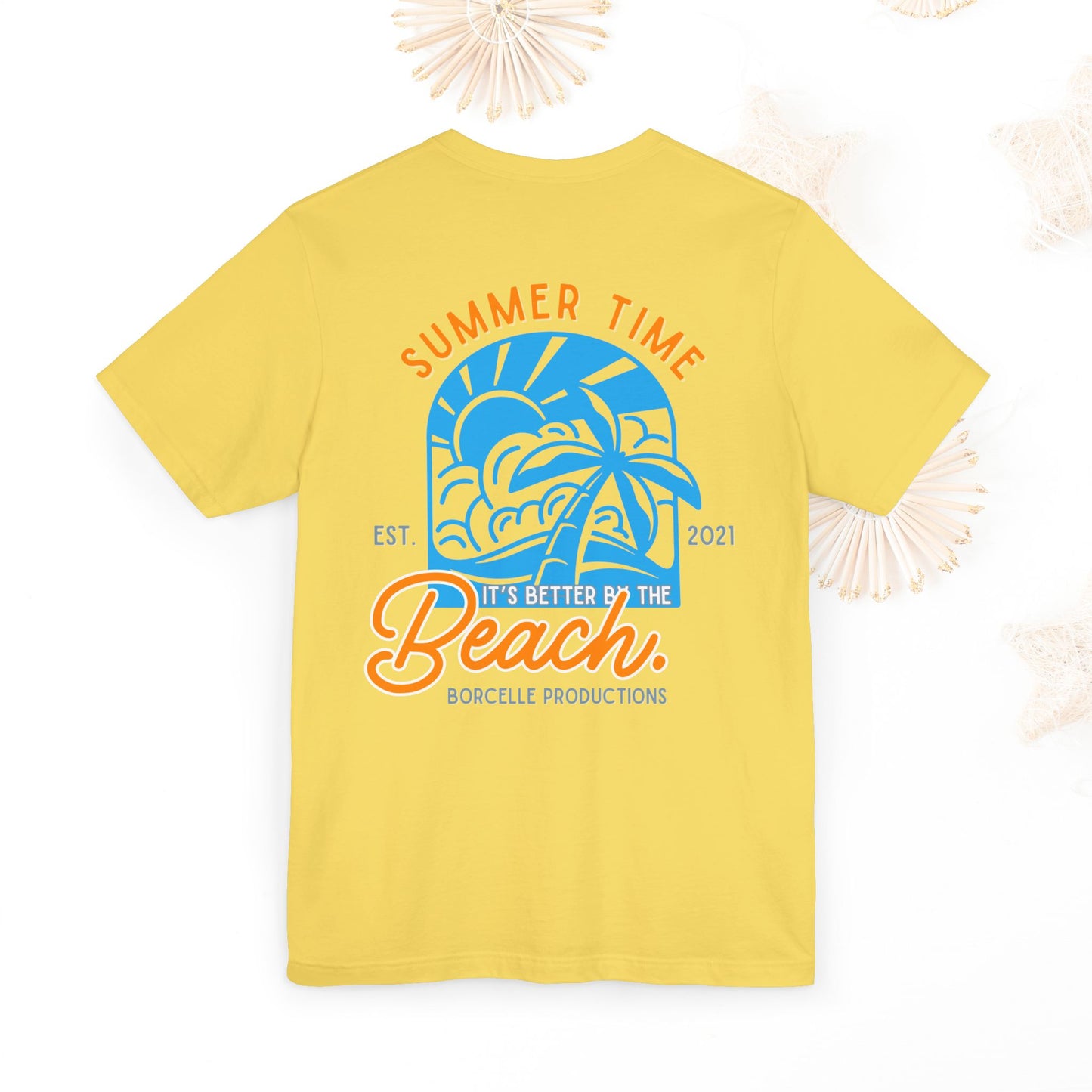 Beach Vibes Unisex Tee, Summer Vacation T-Shirt, Ocean Lover Shirt, Coastal Graphic Top, Beach Bum Apparel, back and front shirt