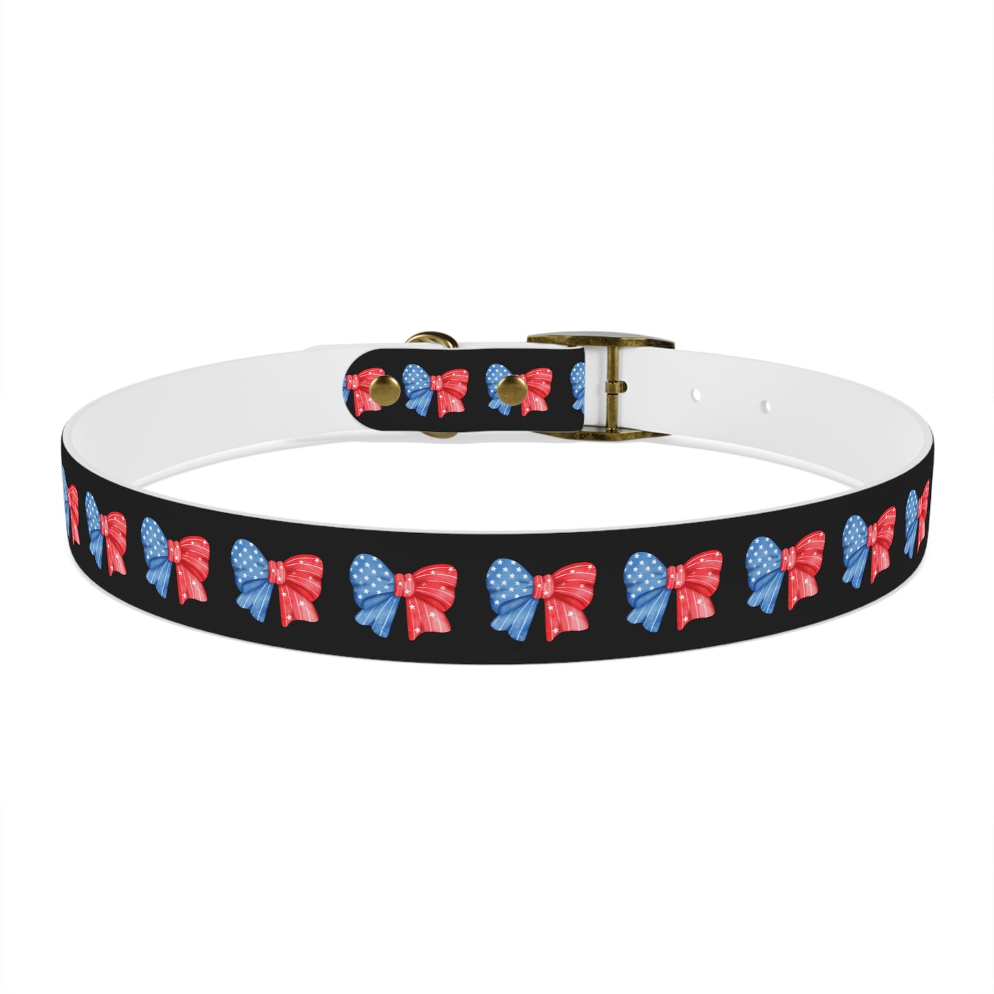 Patriotic Dog Collar with Red and Blue Bows - Perfect for Celebrations!