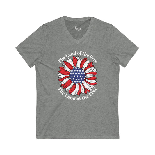 4th of July Flower V neck Shirt