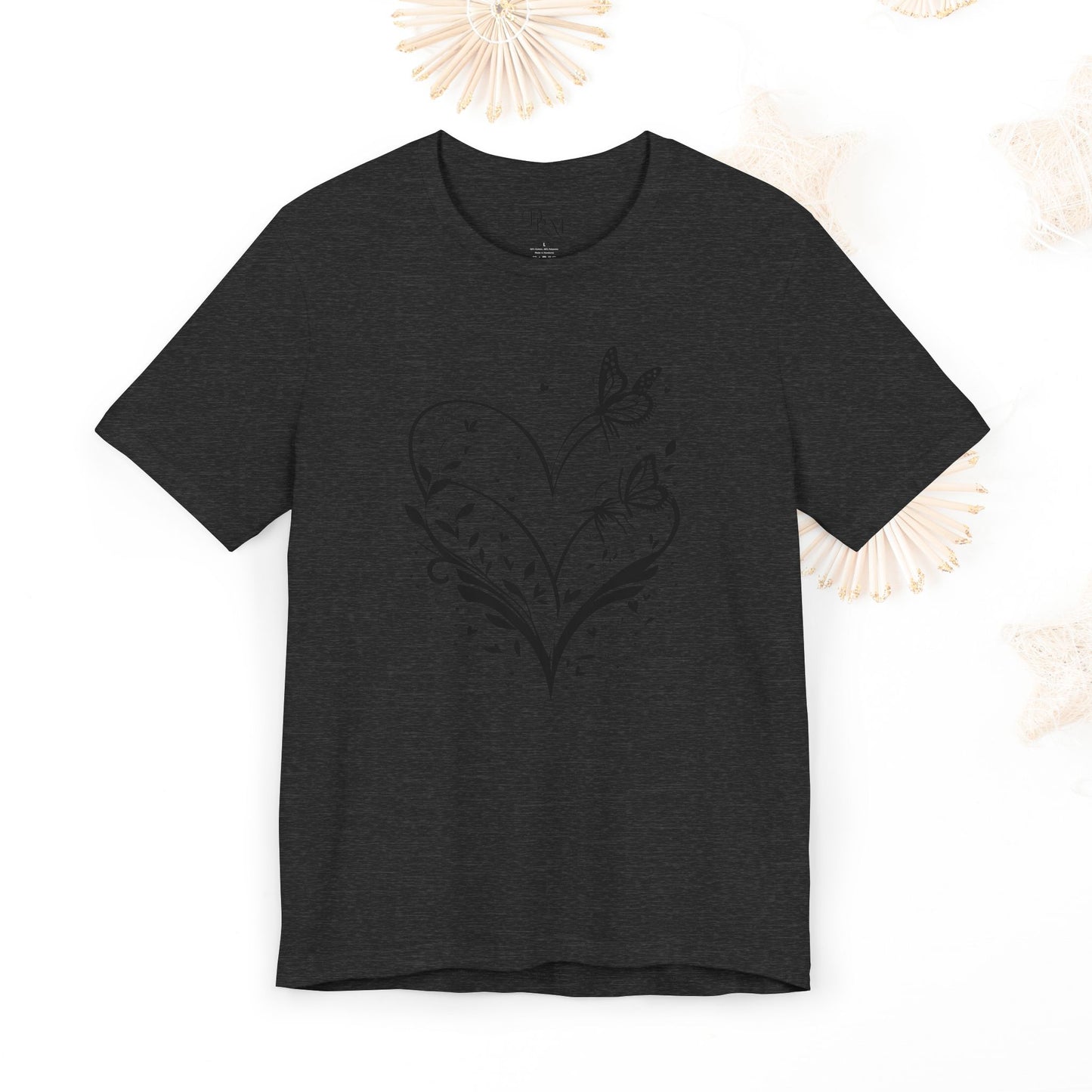 Butterfly Heart Unisex Tee, Nature-Inspired Shirt, Gift for Her, Casual Everyday Wear, Eco-Friendly Apparel, Perfect for Spring