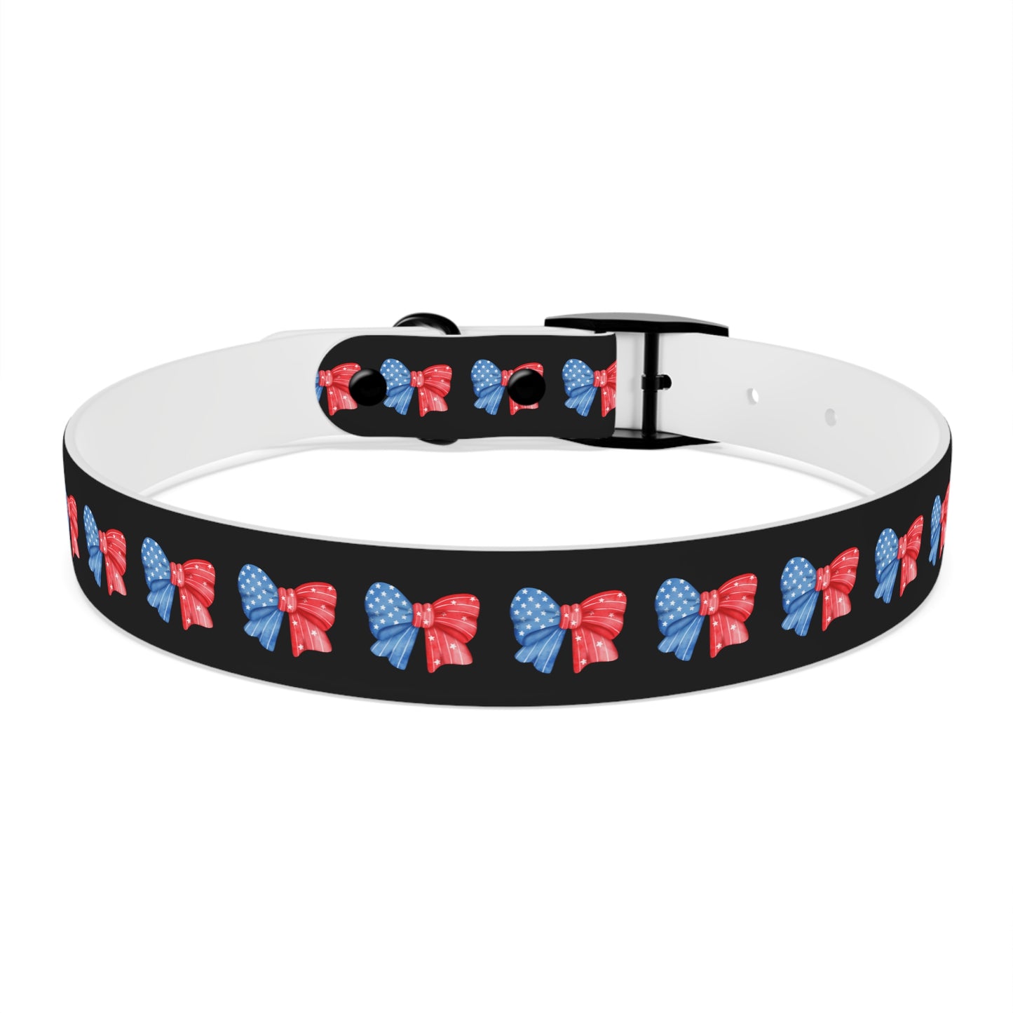 Patriotic Dog Collar with Red and Blue Bows - Perfect for Celebrations!