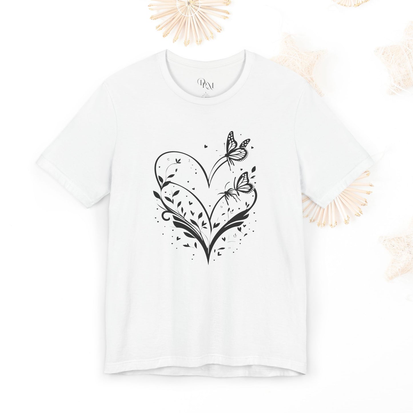 Butterfly Heart Unisex Tee, Nature-Inspired Shirt, Gift for Her, Casual Everyday Wear, Eco-Friendly Apparel, Perfect for Spring