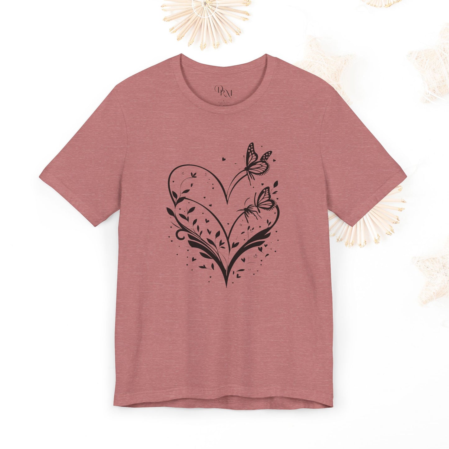 Butterfly Heart Unisex Tee, Nature-Inspired Shirt, Gift for Her, Casual Everyday Wear, Eco-Friendly Apparel, Perfect for Spring