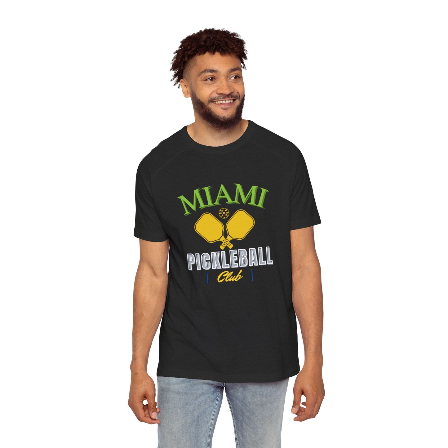 Miami Pickleball Club Men's Raglan T-Shirt - Casual, Sporty Tee for Pickleball Fans - DiRoMi