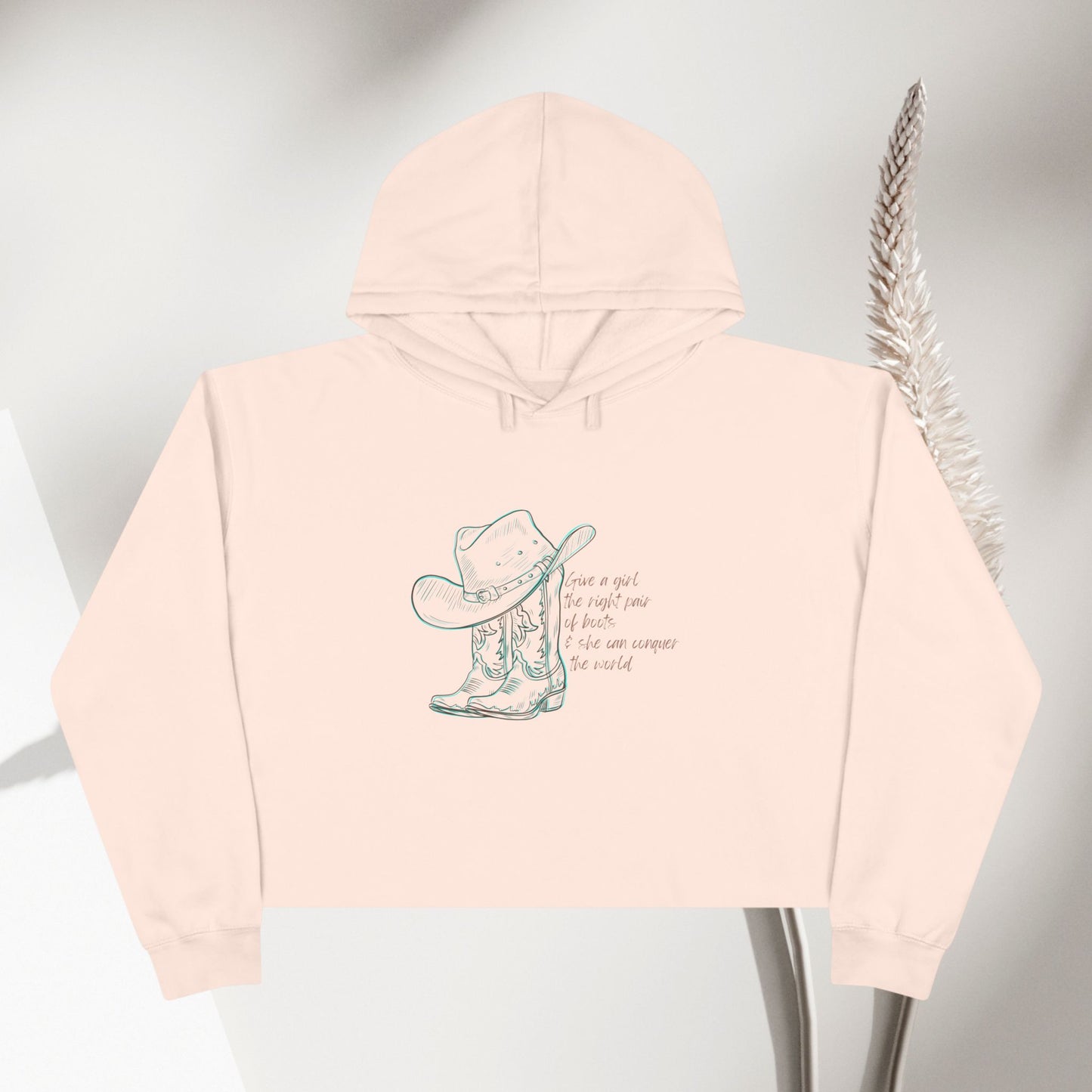 Cowgirl Spirit Crop Hoodie - Western Inspired Hoodie with Inspirational Quote - DiRoMi