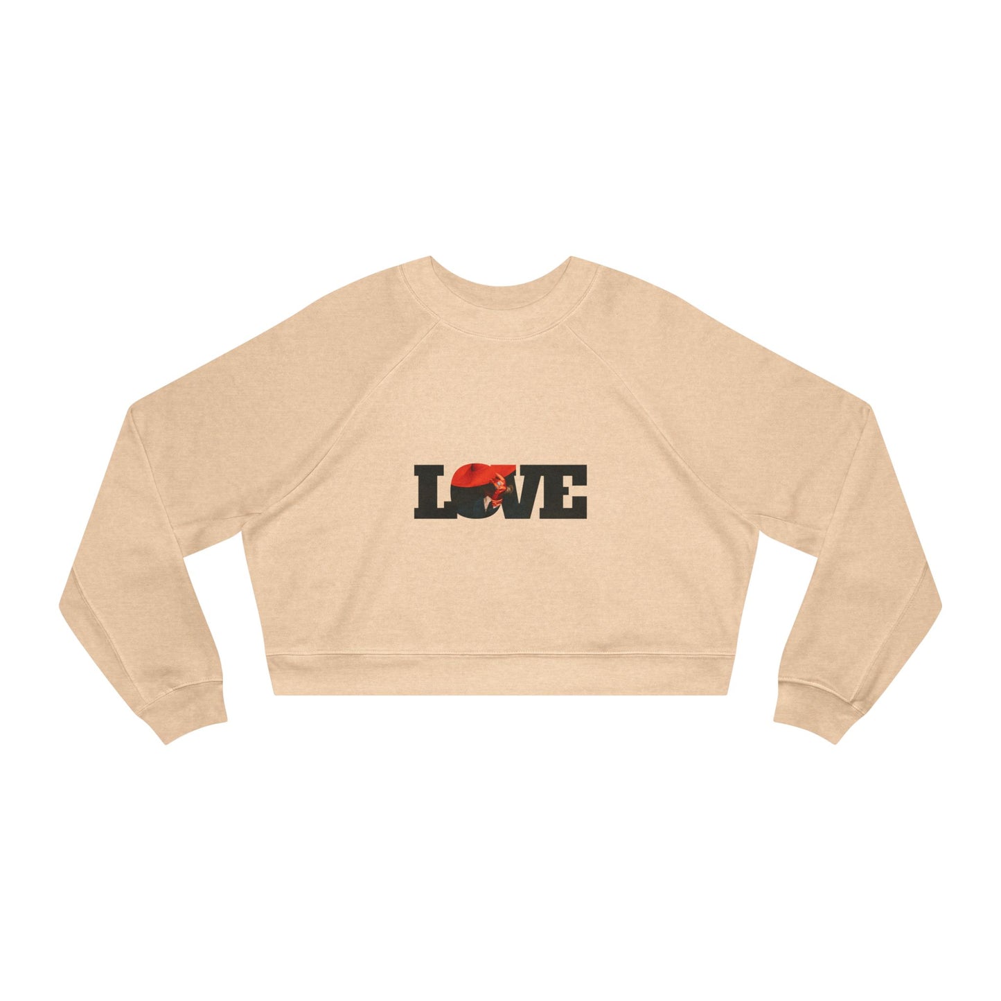 Love Graphic Women's Cropped Fleece Pullover, crop top sweatshirt, women' sweatshirt - DiRoMi