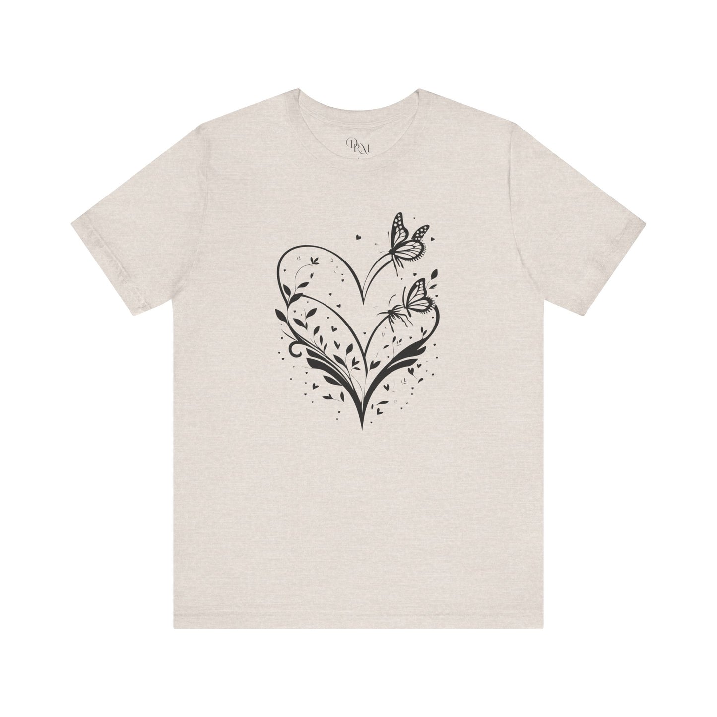 Butterfly Heart Unisex Tee, Nature-Inspired Shirt, Gift for Her, Casual Everyday Wear, Eco-Friendly Apparel, Perfect for Spring