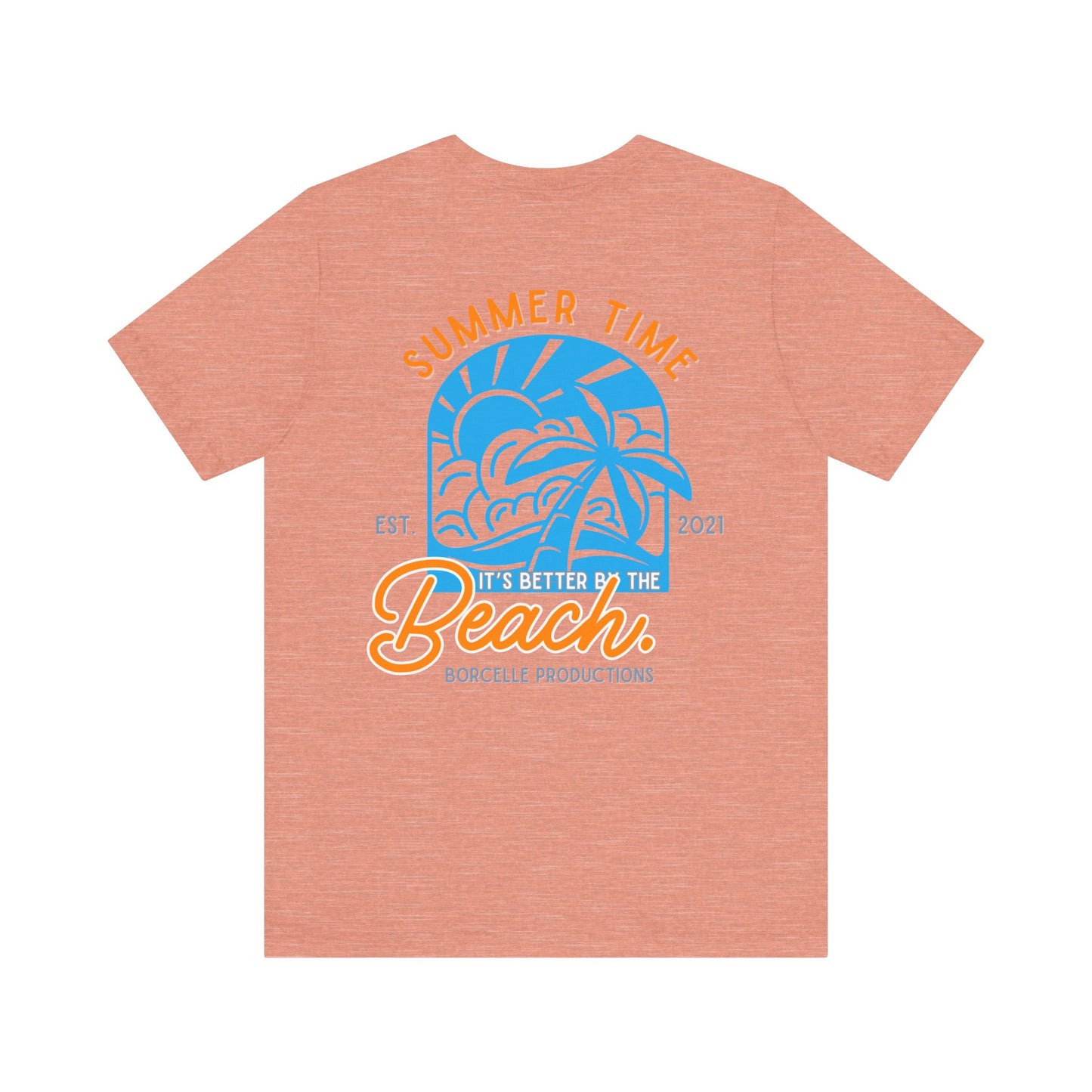 Beach Vibes Unisex Tee, Summer Vacation T-Shirt, Ocean Lover Shirt, Coastal Graphic Top, Beach Bum Apparel, back and front shirt