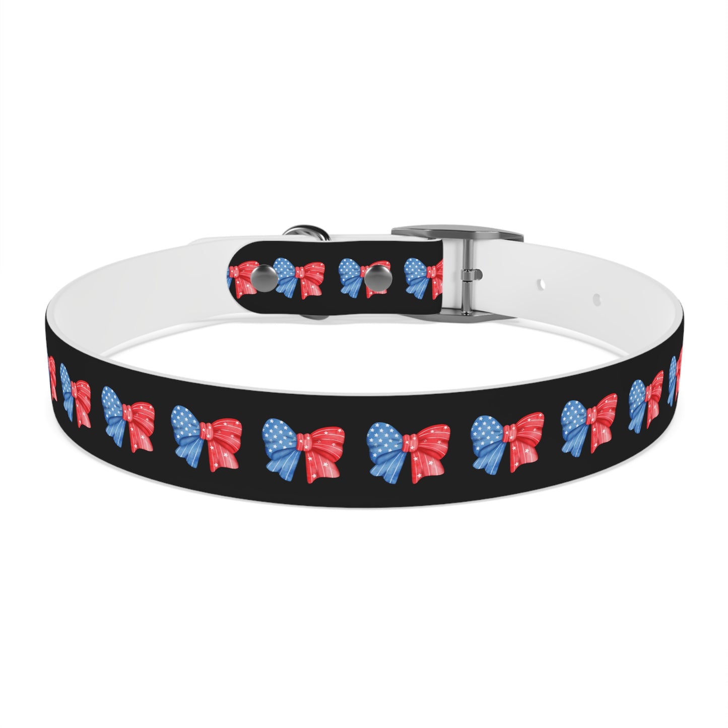 Patriotic Dog Collar with Red and Blue Bows - Perfect for Celebrations!