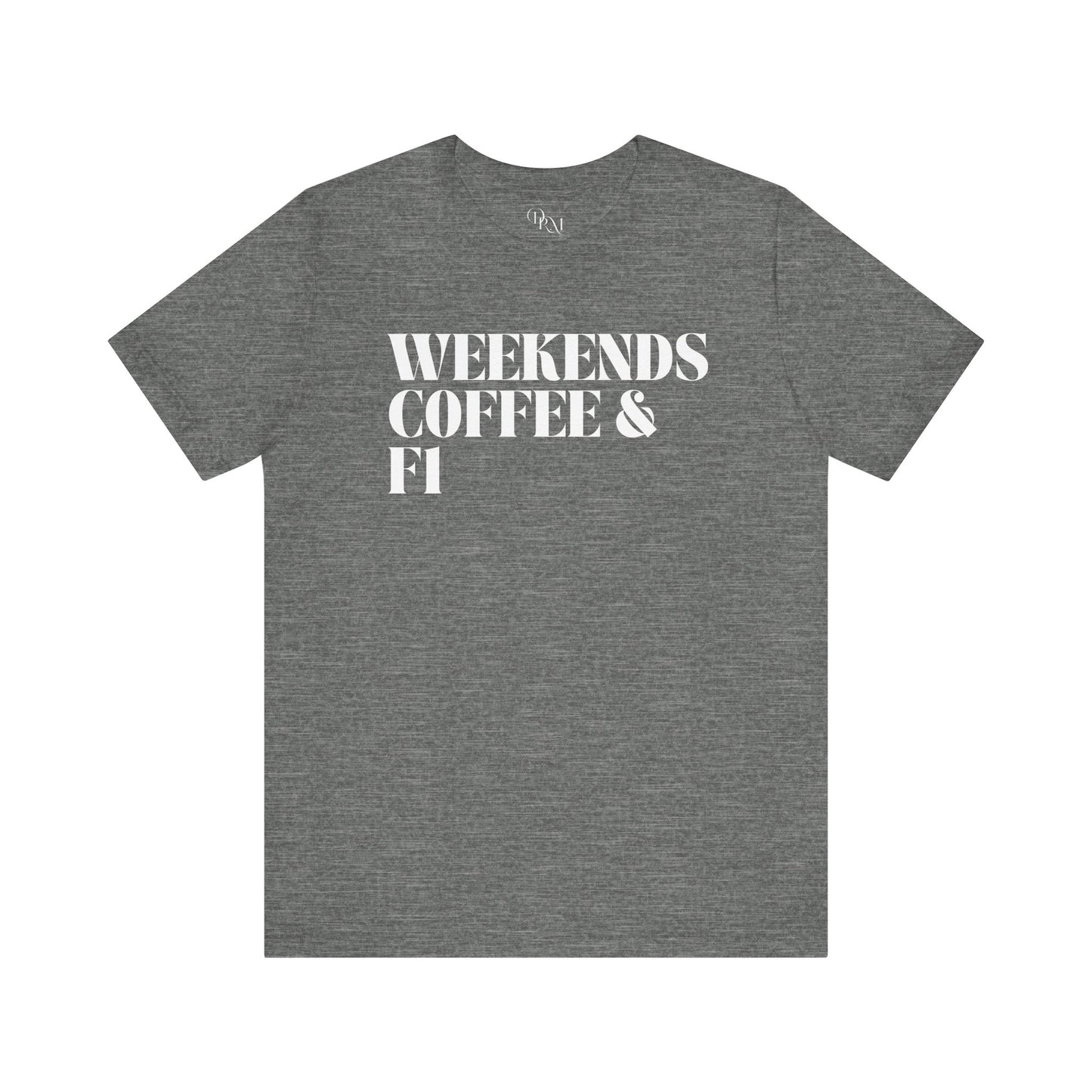 Formula 1 Weekend Vibes Coffee Tee - Unisex Short Sleeve Shirt, Casual Wear, Gift for Coffee Lovers, Fun Tee for Relaxation, formula 1 fans