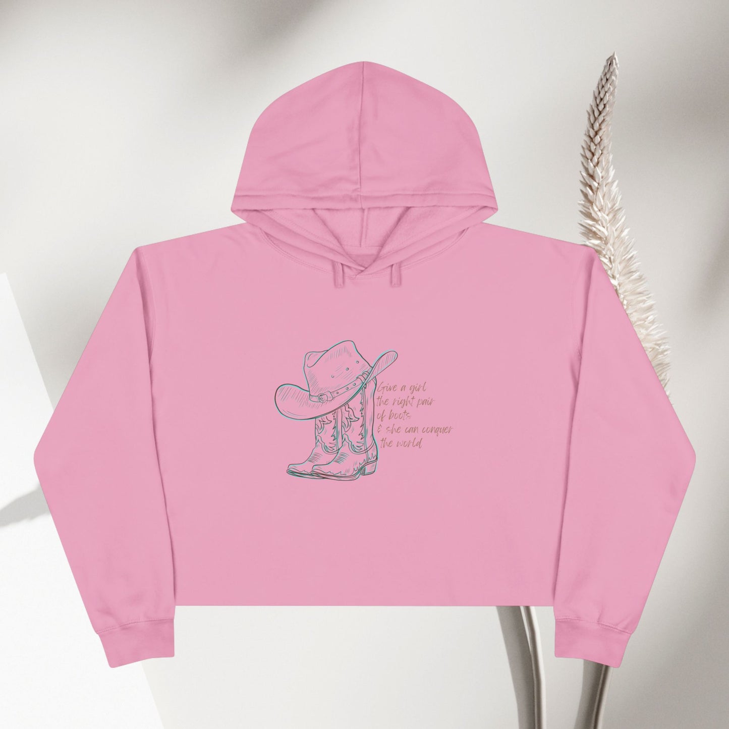 Cowgirl Spirit Crop Hoodie - Western Inspired Hoodie with Inspirational Quote - DiRoMi