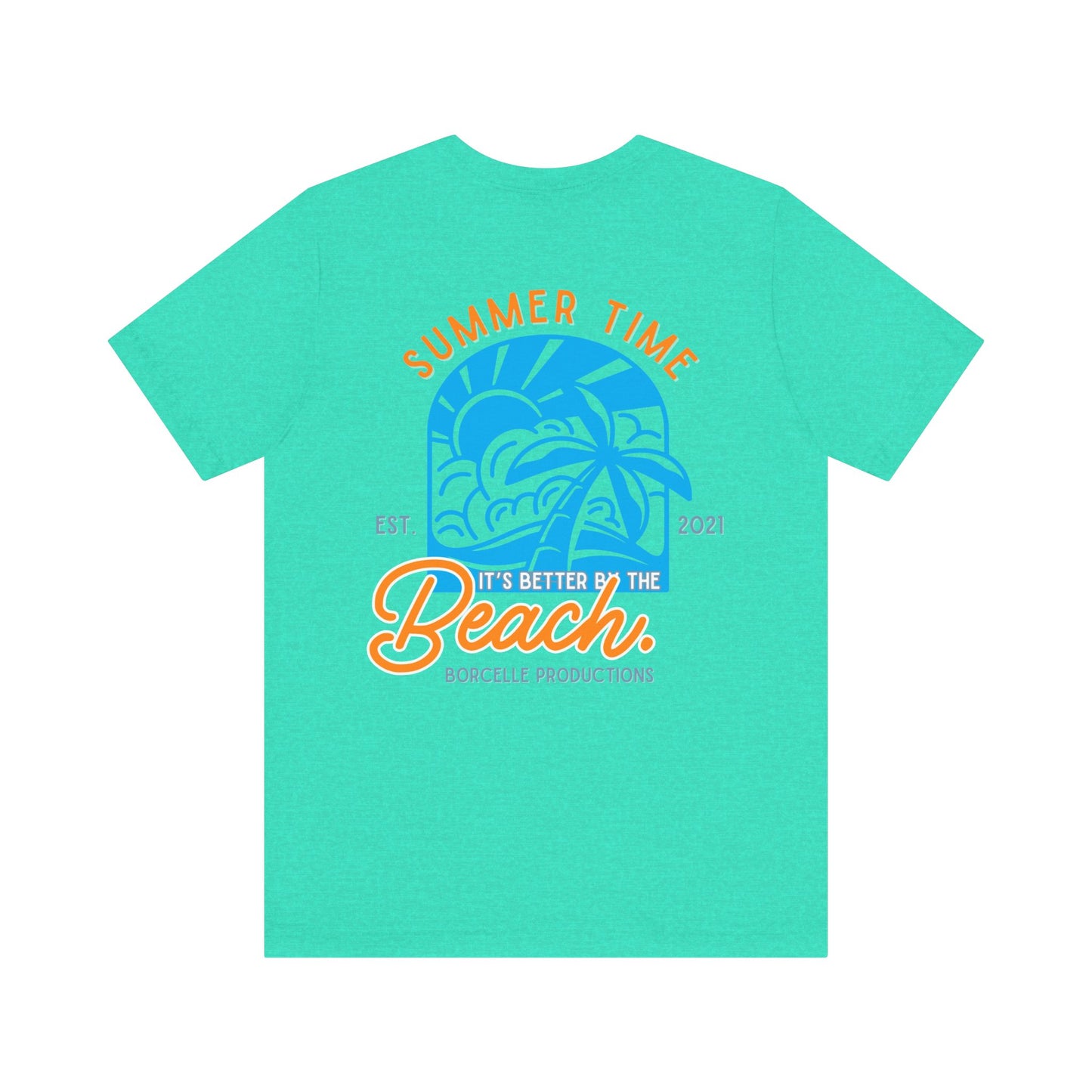 Beach Vibes Unisex Tee, Summer Vacation T-Shirt, Ocean Lover Shirt, Coastal Graphic Top, Beach Bum Apparel, back and front shirt