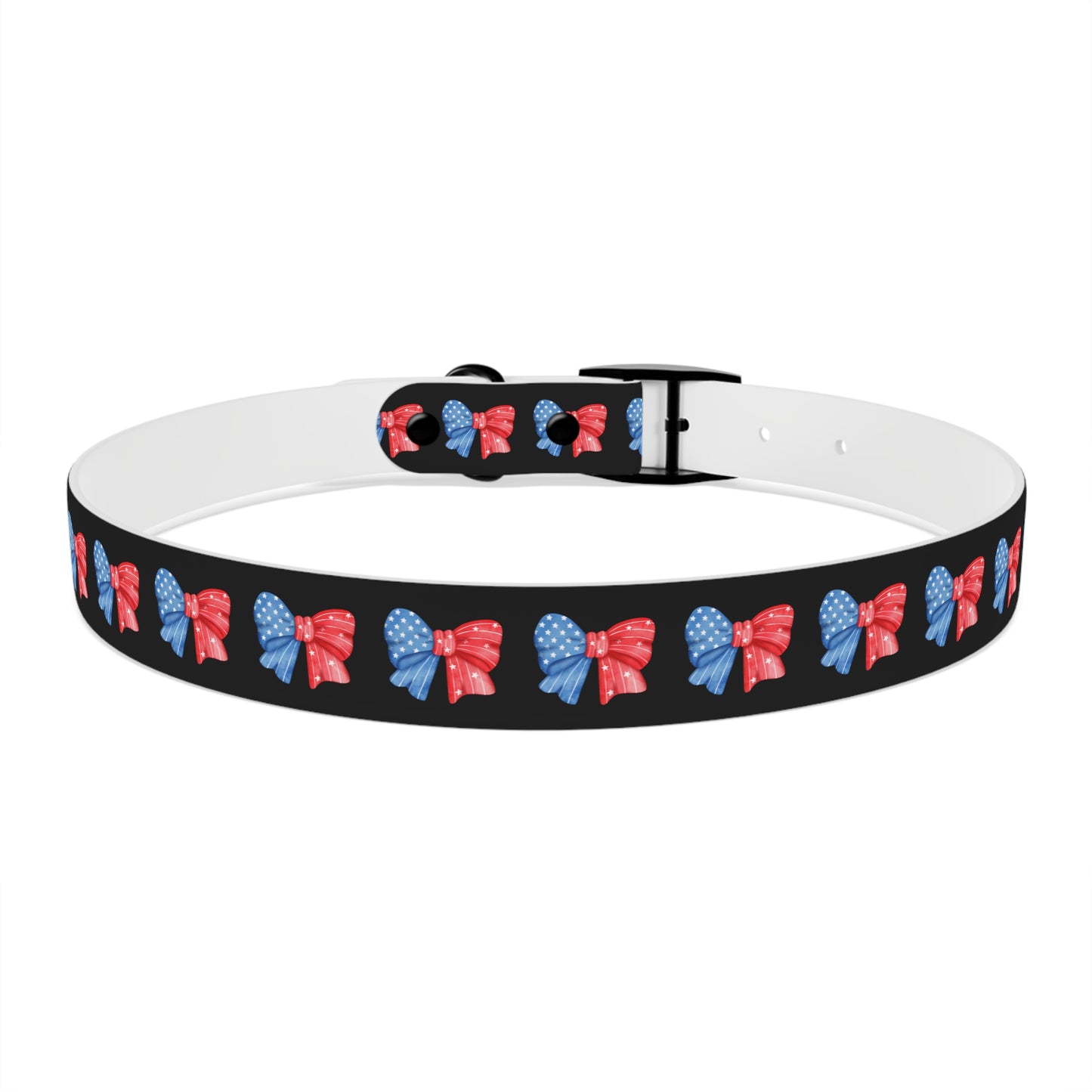 Patriotic Dog Collar with Red and Blue Bows - Perfect for Celebrations!