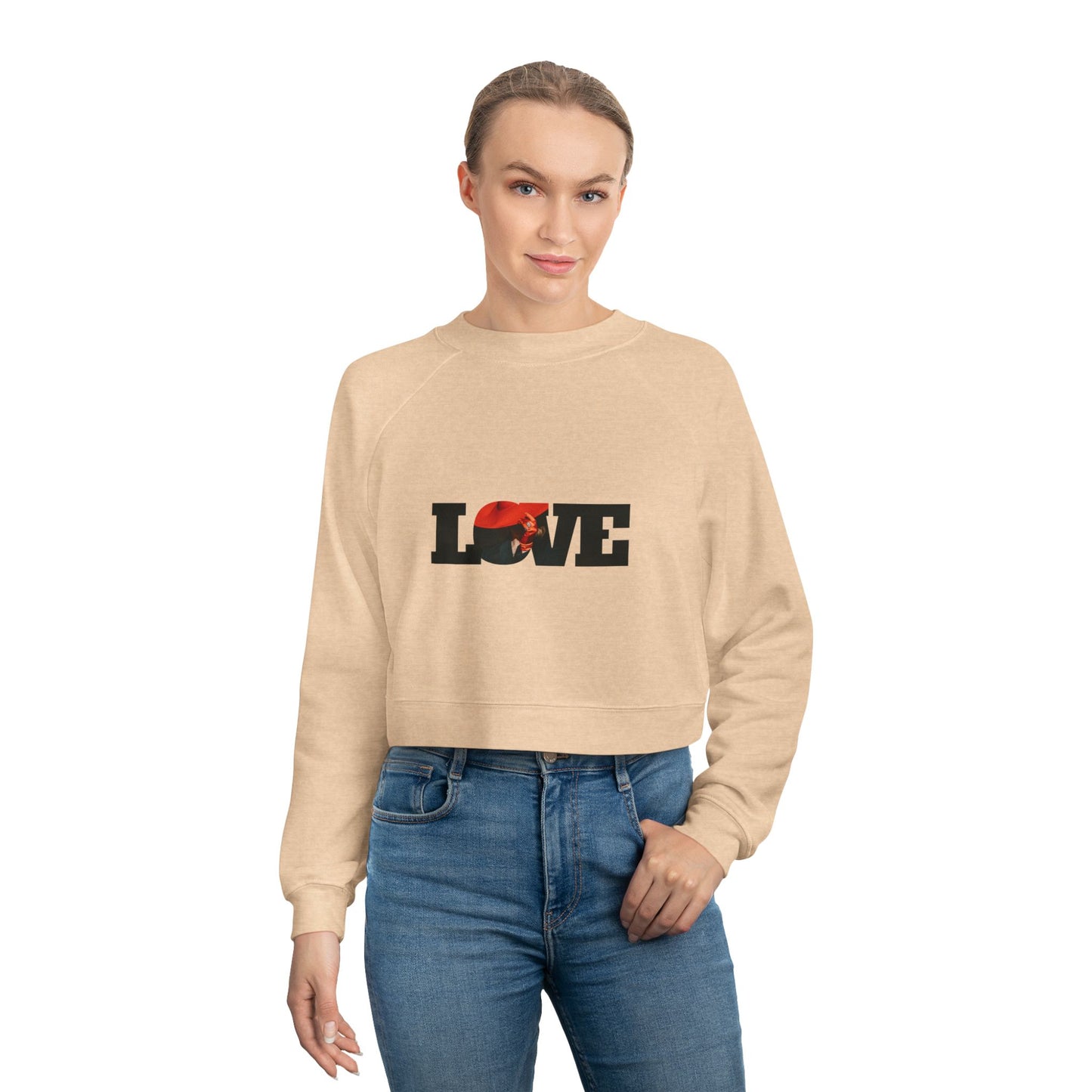 Love Graphic Women's Cropped Fleece Pullover, crop top sweatshirt, women' sweatshirt - DiRoMi