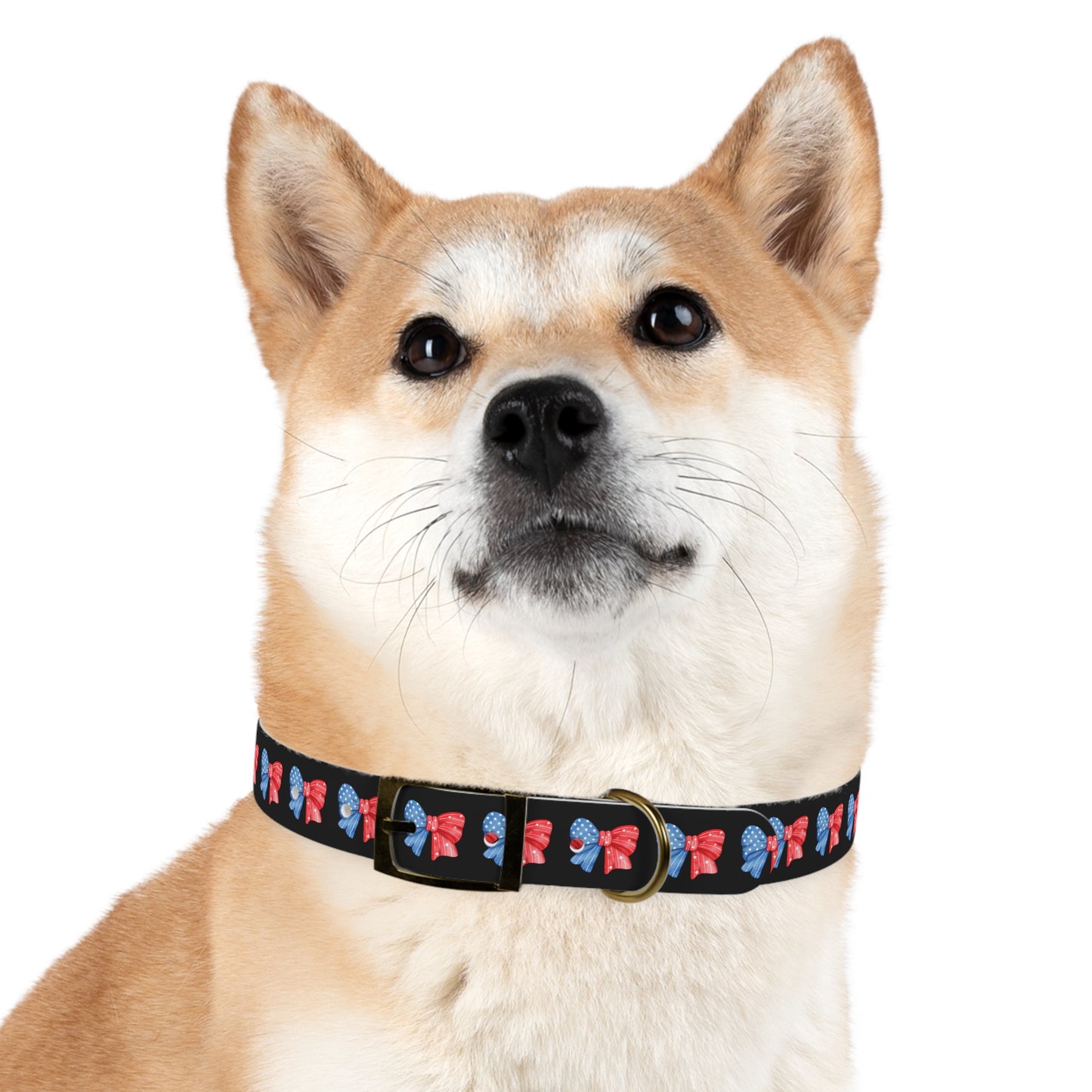 Patriotic Dog Collar with Red and Blue Bows - Perfect for Celebrations!