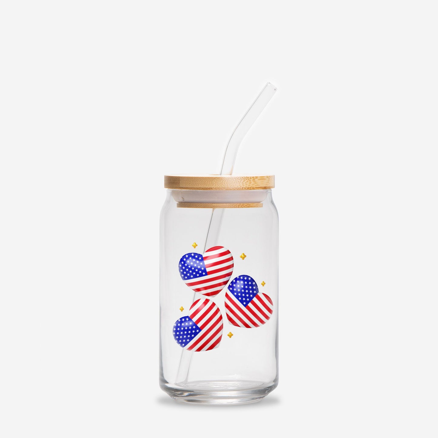 4th of july Glass Tumbler, Summer tumbler, iced coffee glass tumbler,Glass Can 16oz - DiRoMi