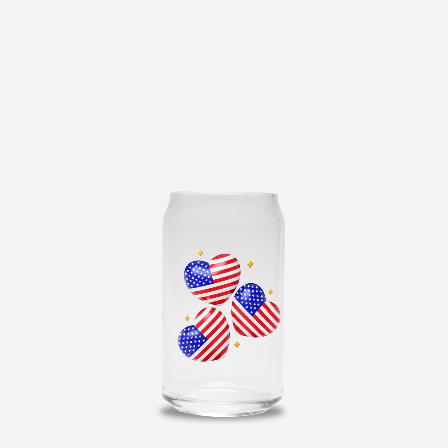 4th of july Glass Tumbler, Summer tumbler, iced coffee glass tumbler,Glass Can 16oz - DiRoMi