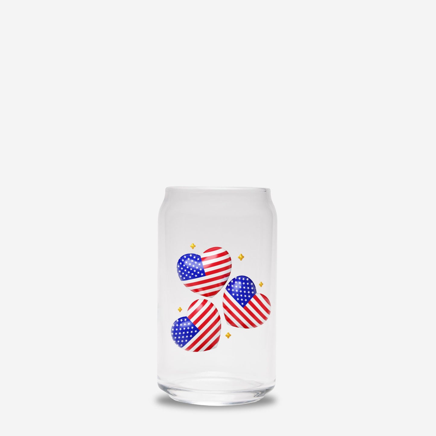 4th of july Glass Tumbler, Summer tumbler, iced coffee glass tumbler,Glass Can 16oz - DiRoMi