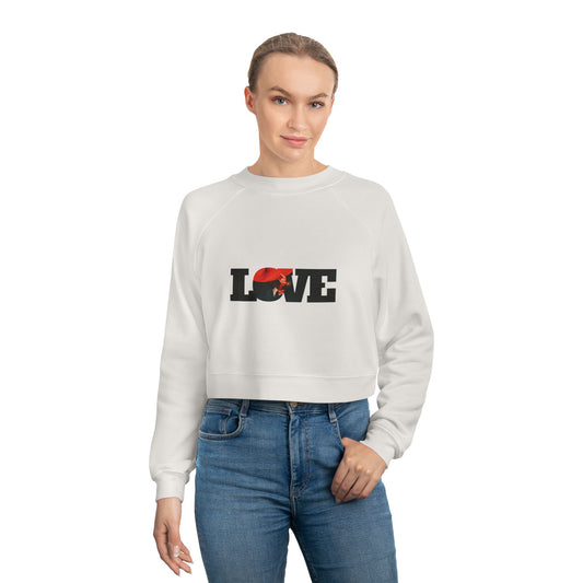 Love Graphic Women's Cropped Fleece Pullover, crop top sweatshirt, women' sweatshirt - DiRoMi