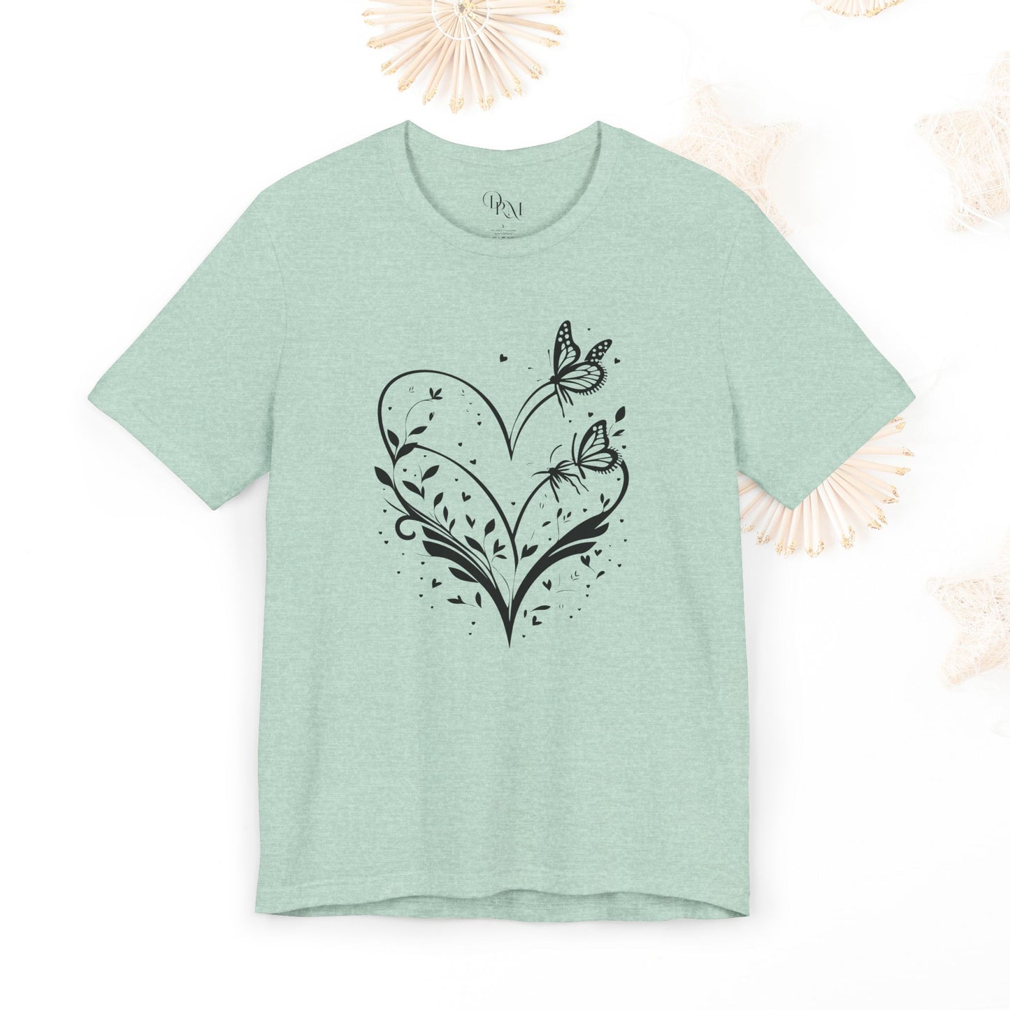 Butterfly Heart Unisex Tee, Nature-Inspired Shirt, Gift for Her, Casual Everyday Wear, Eco-Friendly Apparel, Perfect for Spring