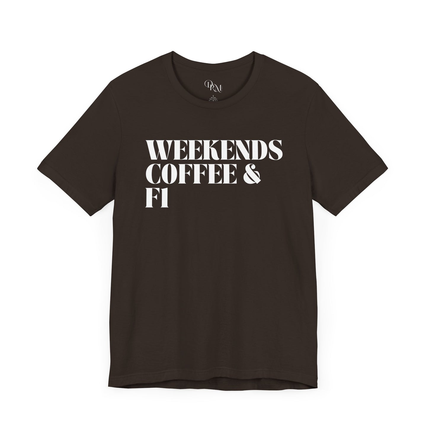 Formula 1 Weekend Vibes Coffee Tee - Unisex Short Sleeve Shirt, Casual Wear, Gift for Coffee Lovers, Fun Tee for Relaxation, formula 1 fans