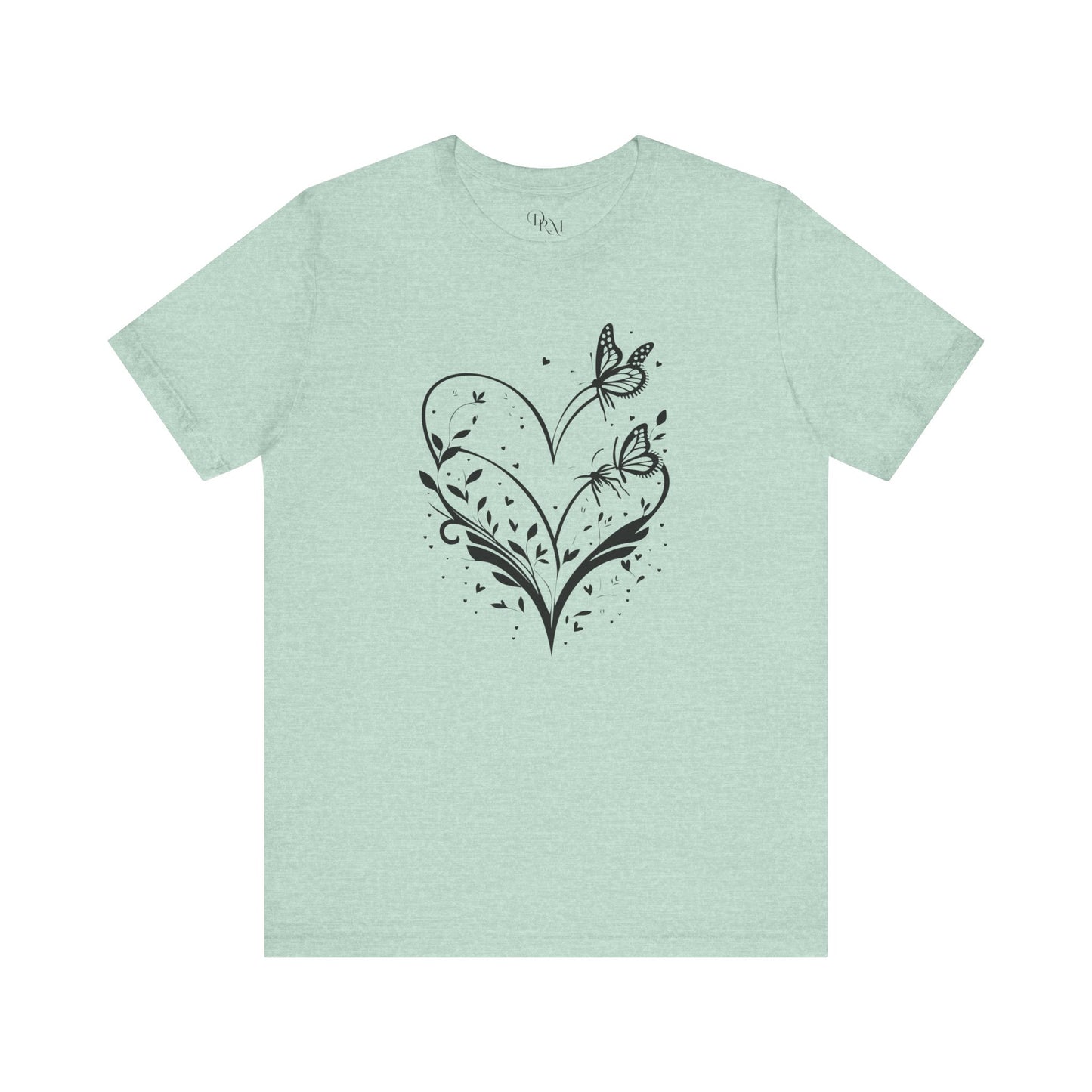 Butterfly Heart Unisex Tee, Nature-Inspired Shirt, Gift for Her, Casual Everyday Wear, Eco-Friendly Apparel, Perfect for Spring