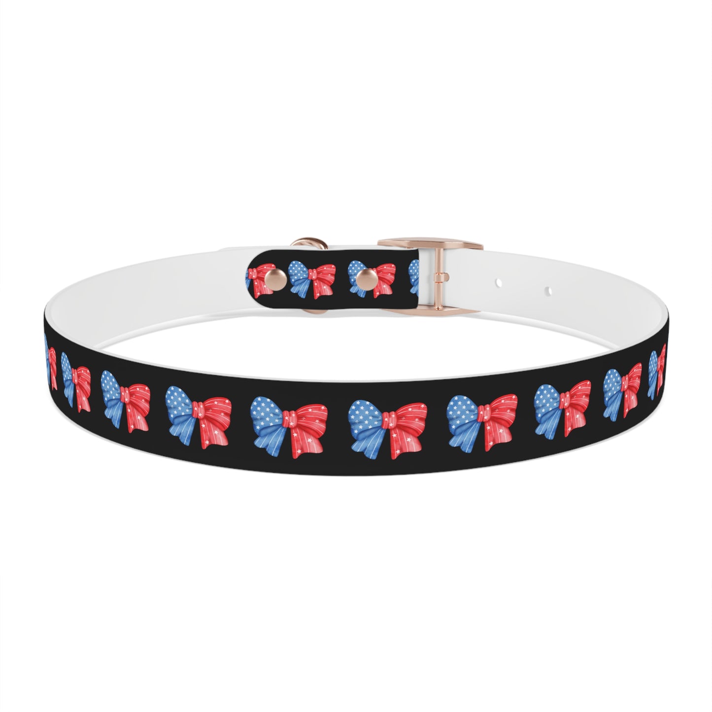 Patriotic Dog Collar with Red and Blue Bows - Perfect for Celebrations!