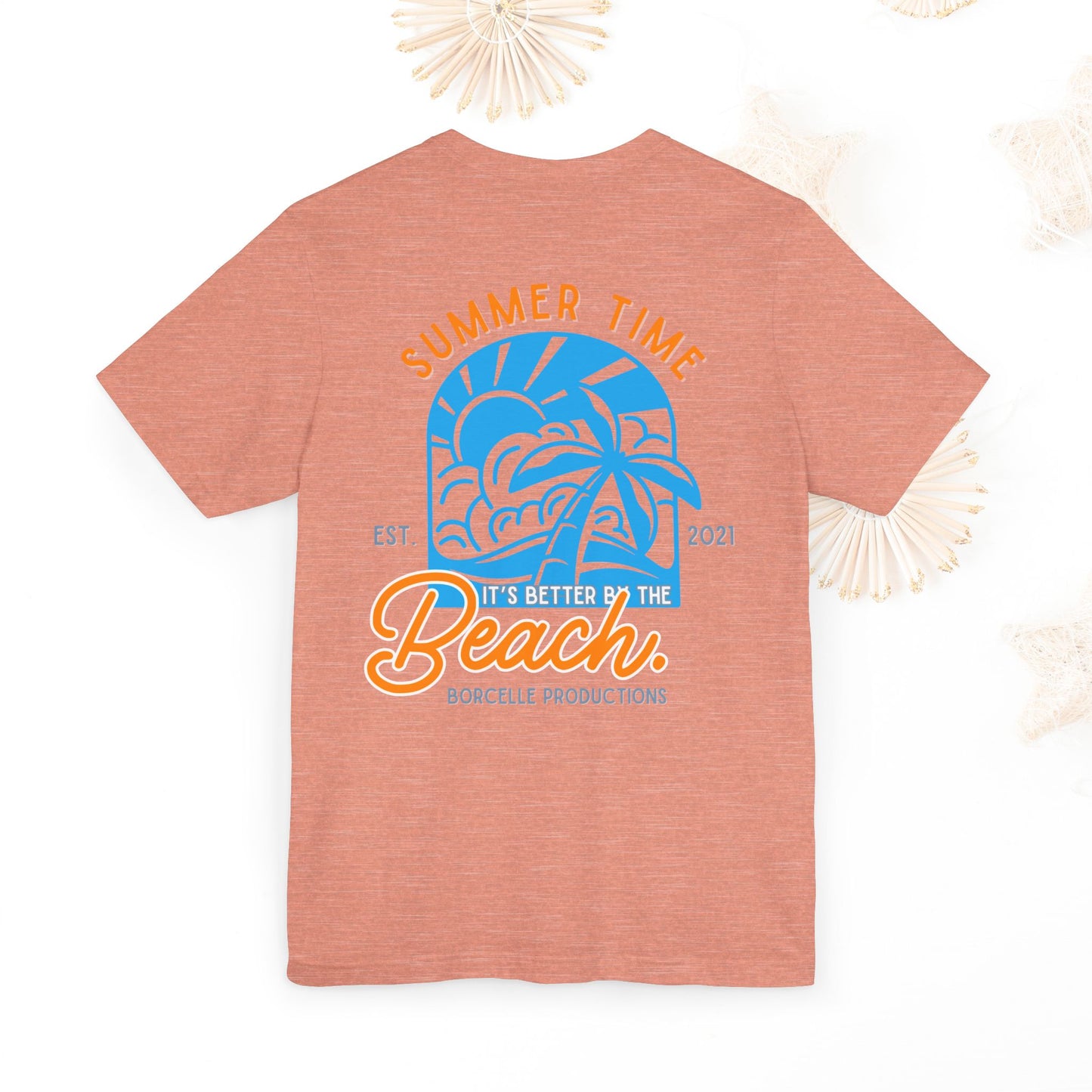 Beach Vibes Unisex Tee, Summer Vacation T-Shirt, Ocean Lover Shirt, Coastal Graphic Top, Beach Bum Apparel, back and front shirt