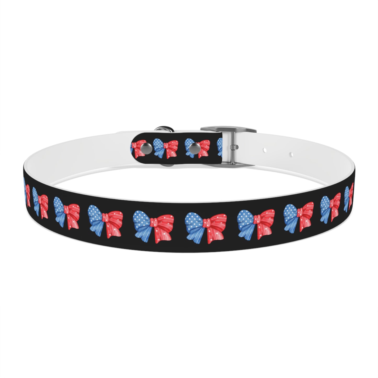 Patriotic Dog Collar with Red and Blue Bows - Perfect for Celebrations!