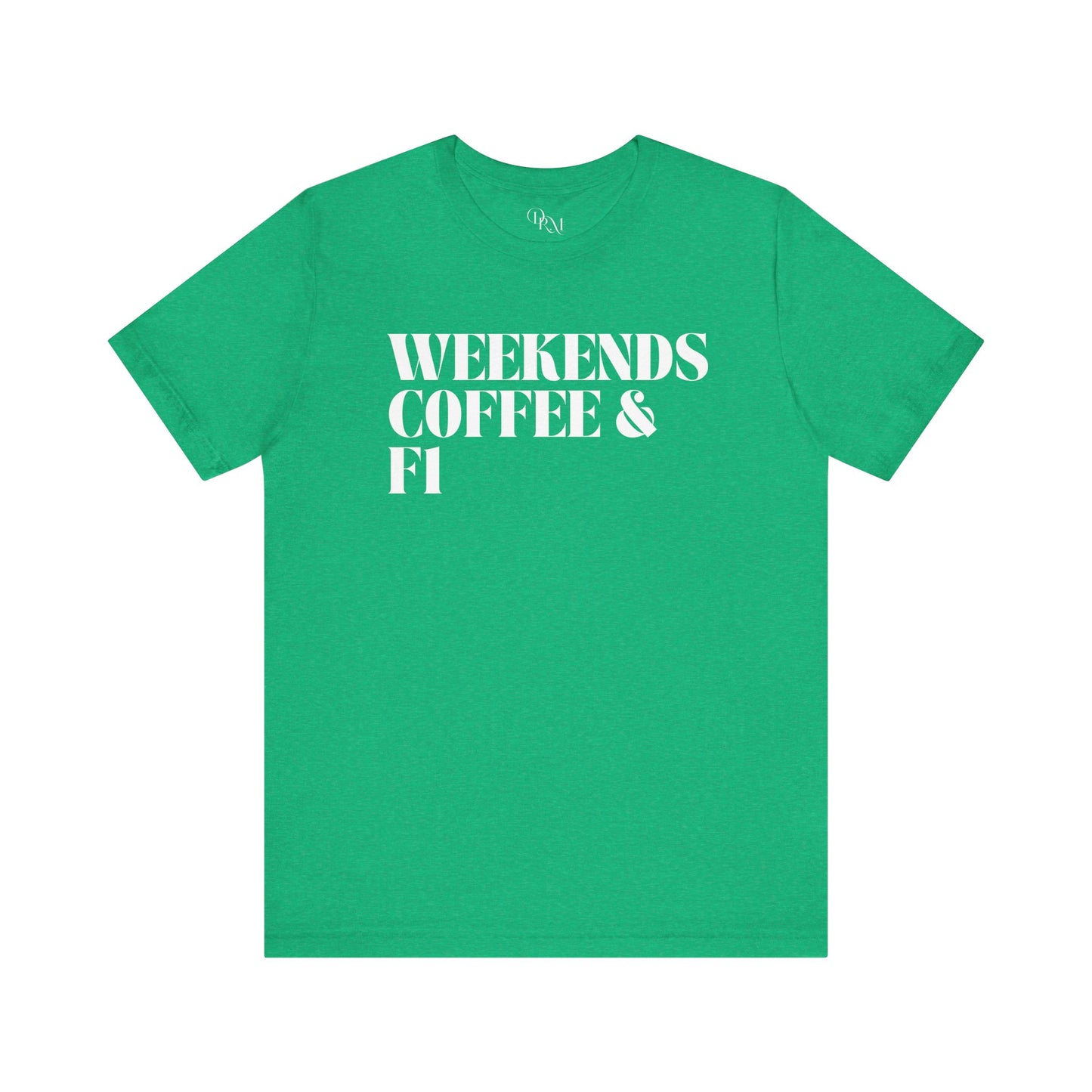 Formula 1 Weekend Vibes Coffee Tee - Unisex Short Sleeve Shirt, Casual Wear, Gift for Coffee Lovers, Fun Tee for Relaxation, formula 1 fans