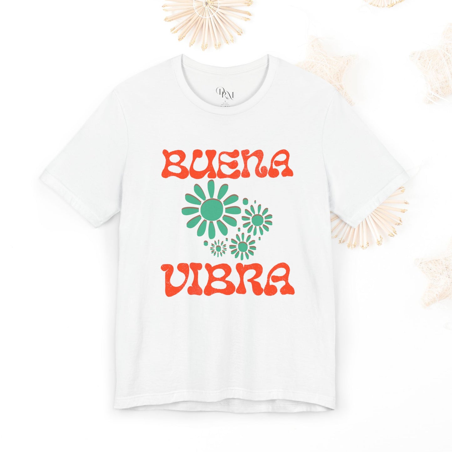Buena Vibra Floral T-Shirt, Positive Vibes Tee, Retro Graphic Shirt, Unisex Summer Top, Gift for Friends, summer shirts - DiRoMi