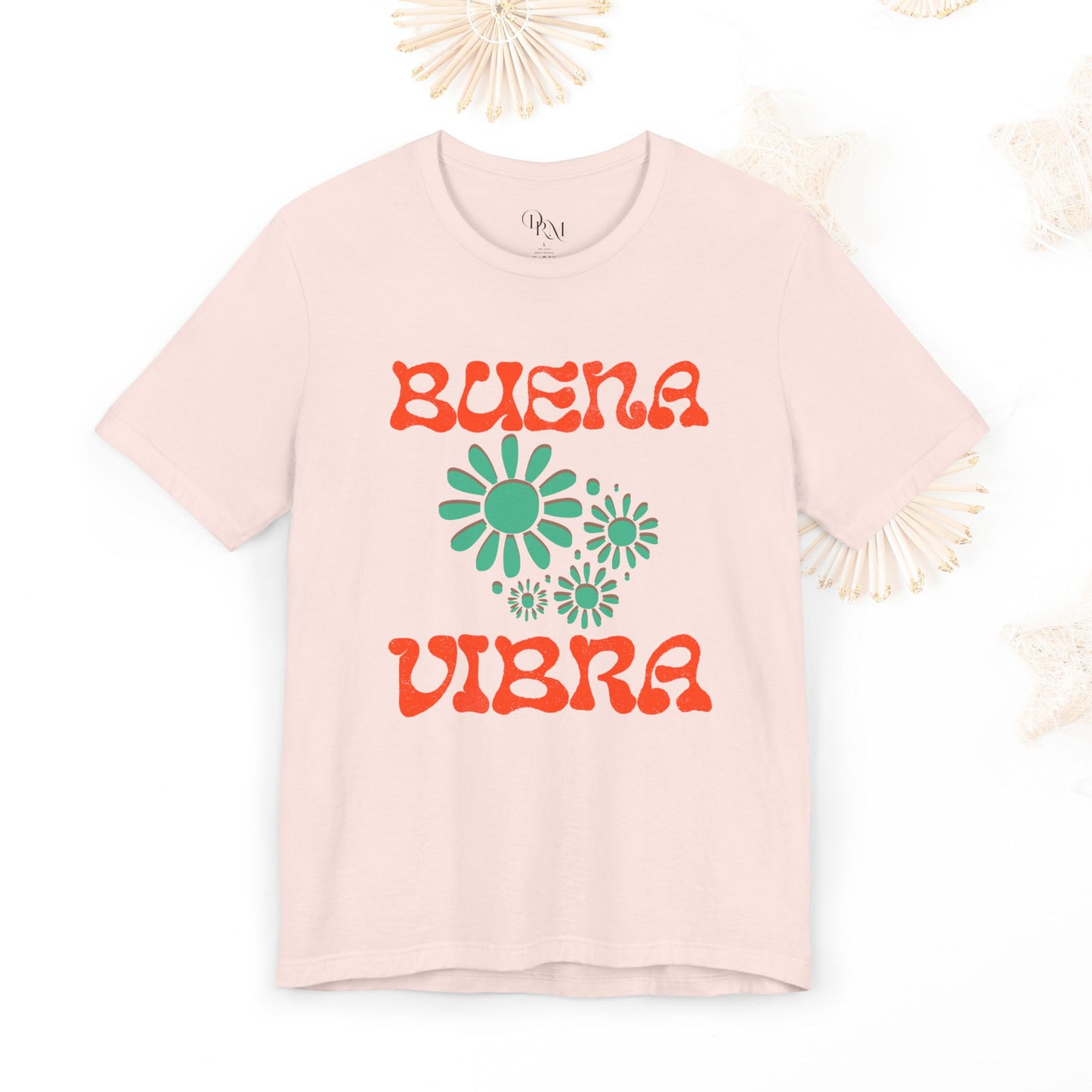 Buena Vibra Floral T-Shirt, Positive Vibes Tee, Retro Graphic Shirt, Unisex Summer Top, Gift for Friends, summer shirts - DiRoMi