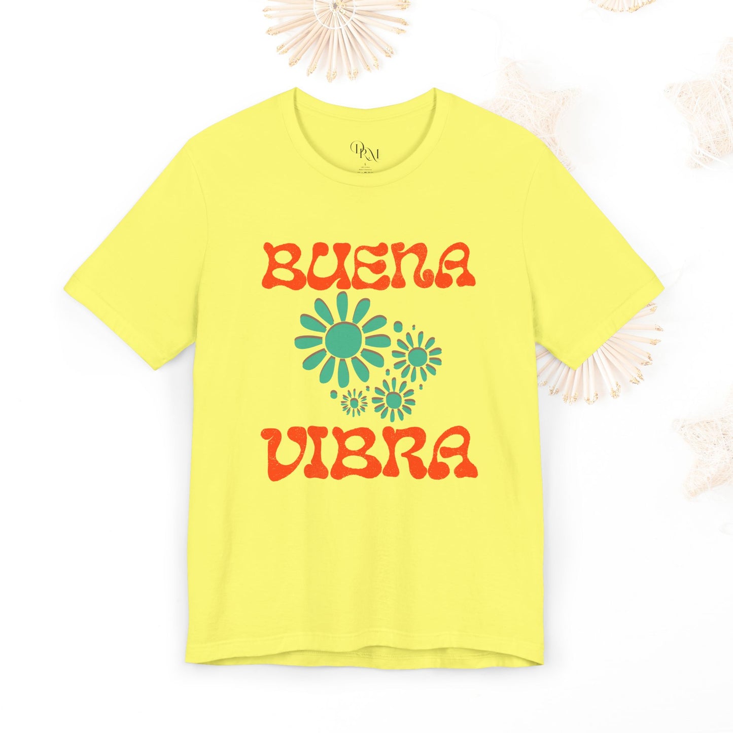 Buena Vibra Floral T-Shirt, Positive Vibes Tee, Retro Graphic Shirt, Unisex Summer Top, Gift for Friends, summer shirts - DiRoMi