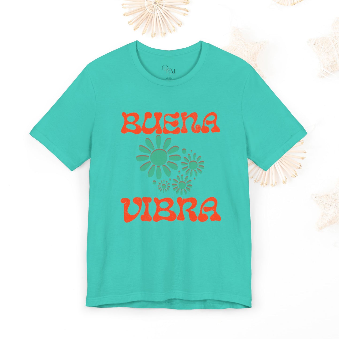 Buena Vibra Floral T-Shirt, Positive Vibes Tee, Retro Graphic Shirt, Unisex Summer Top, Gift for Friends, summer shirts - DiRoMi