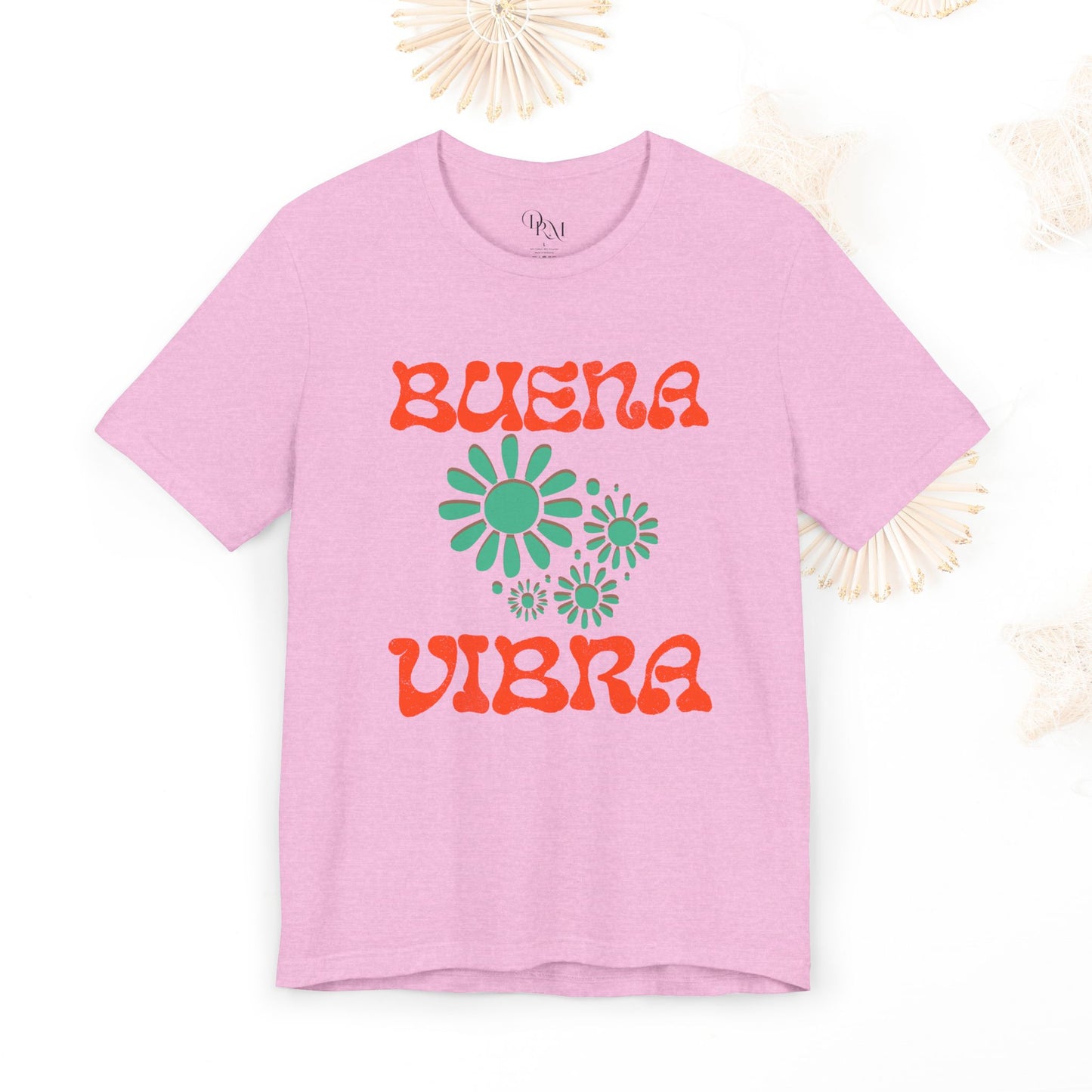 Buena Vibra Floral T-Shirt, Positive Vibes Tee, Retro Graphic Shirt, Unisex Summer Top, Gift for Friends, summer shirts - DiRoMi