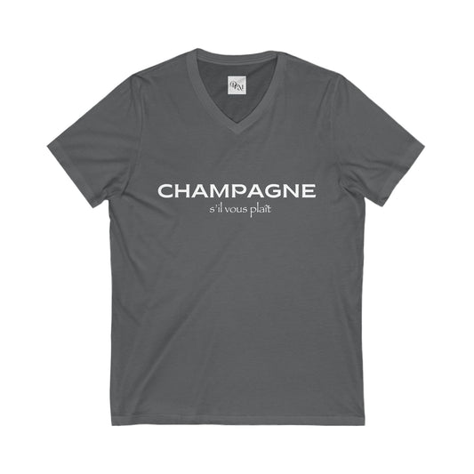 Champagne V-Neck Tee – Unisex Stylish Shirt for Celebrations - DiRoMi